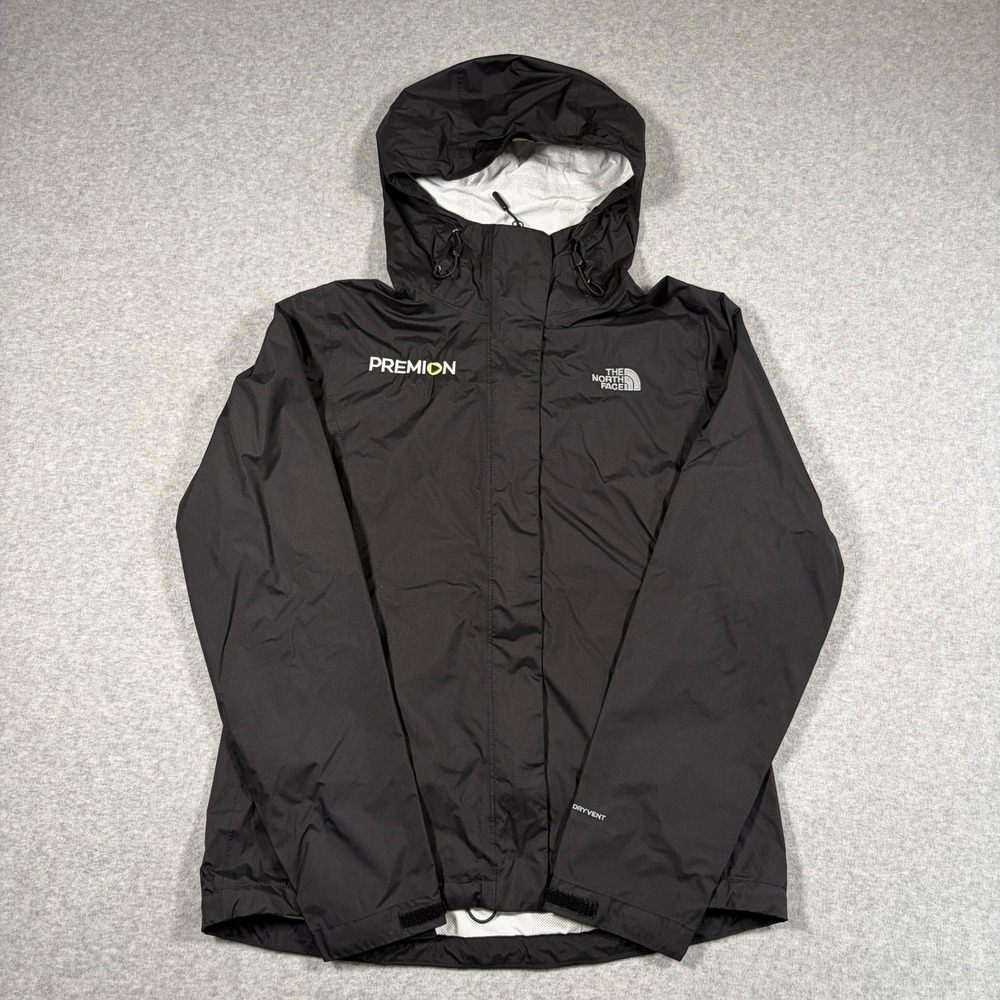The North Face DryVent Rain Jacket Womens Small Black Hooded Coat Embroidered